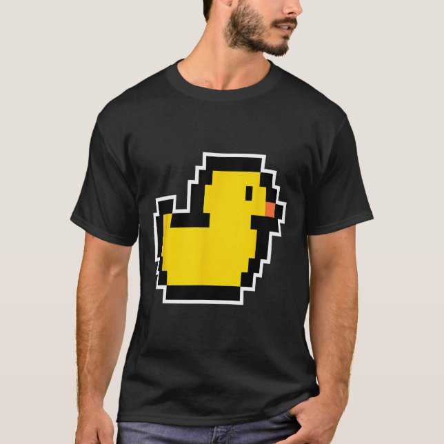 Camiseta Videogame de Pixel Little Duck dos anos 80 Figurin (Frente)