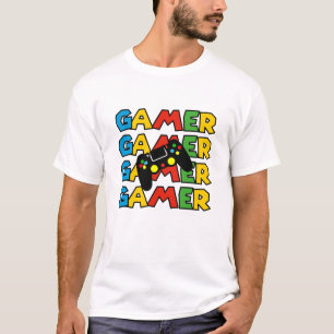 Camiseta "Videogames Addictos" Engraçado Jogador Tee