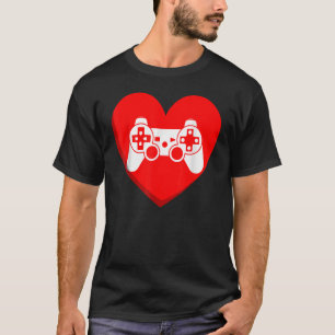 Camiseta Videos games adoram controladora de coração Gamer