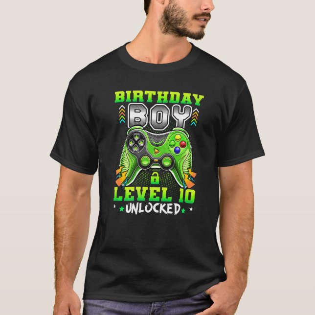 Camiseta videos games de 10 anos Jogos Nível 10 Aniversário (Frente)