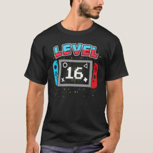 Camiseta videos games de 16 anos de idade Jogos Nível 16 An
