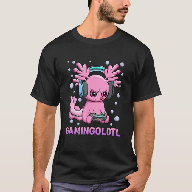 Camiseta Videos games de execução do Axolotl em forma de jo (Frente)