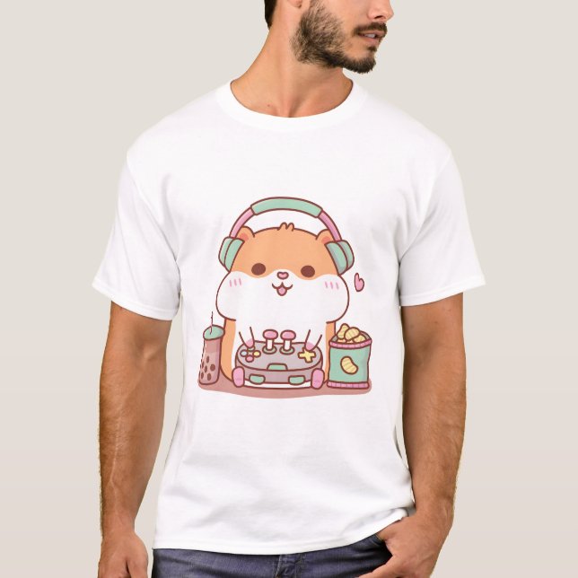 Camiseta Videos games de Jogadores de Hamster de Chubby Bon (Frente)