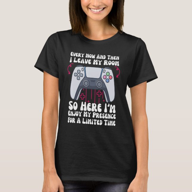 Camiseta Videos games De Vez Em Quando Deixo Meu Quarto Gam (Frente)