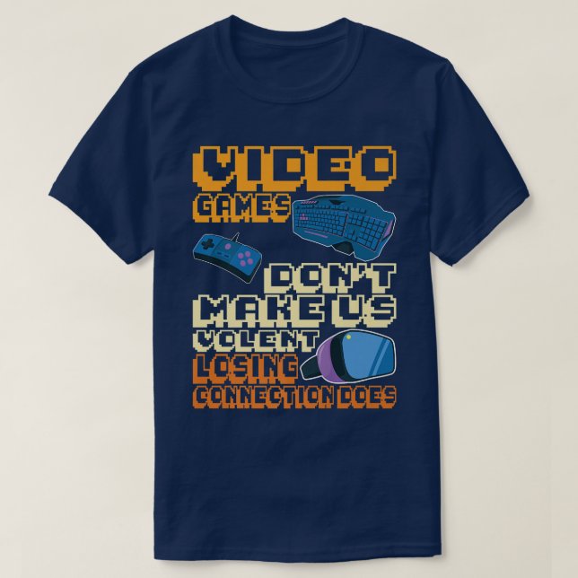 Camiseta Videos games não nos fazem perder a conexão violen (Frente do Design)