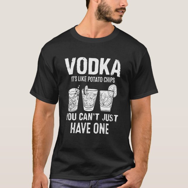 Camiseta Vidro Clássico De Vodka Drinker E De Bebendo (Frente)