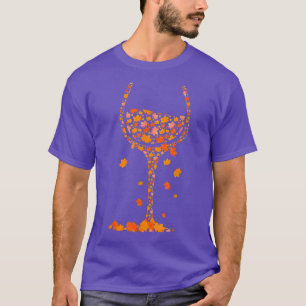 Camiseta Vidro de Folha de Vinho outono Queda Bebida Engraç