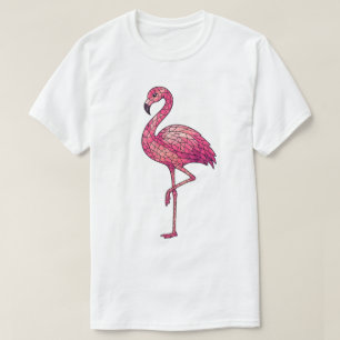 Camiseta Vidro Pintado Flamingo Rosa Mosaico Falso