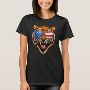 Camiseta Vidros de solha de Tiger EUA Bandeira Boca Aberta
