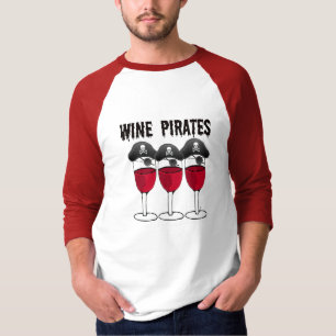 CAMISETA VIDROS DE VINHO TINTO DOS PIRATAS DO VINHO E