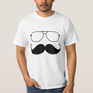 Camiseta vidros engraçados do bigode no preto