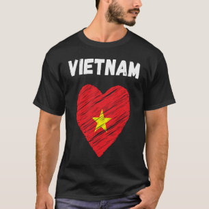 Camiseta Vietnã Bandeira Feriado Vietnamita Cardíaco Bandei