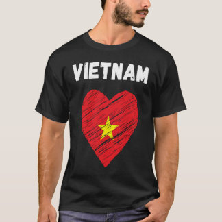 Camiseta Vietnã Bandeira Feriado Vietnamita Cardíaco Bandei