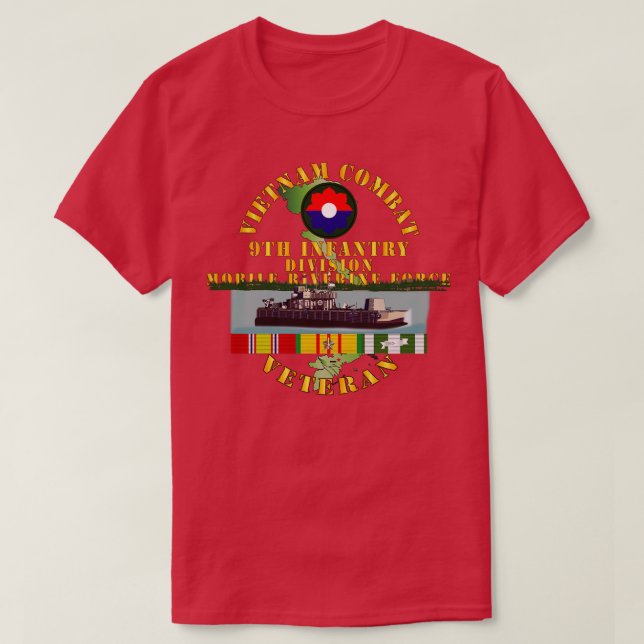 Camiseta Vietnã Combate Vet com 9º Inf Div Mobile Riverine (Frente do Design)
