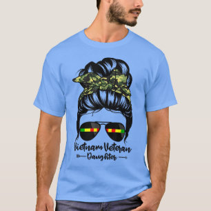 Camiseta Vietnã Filha Veterana Mensagem Cabelo Arado Engraç