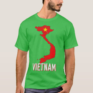 Camiseta Vietnã Mapa Bandeira Vietnamita