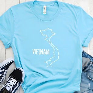 Camiseta Vietnã Mapa do país em forma de fronteira vietnami