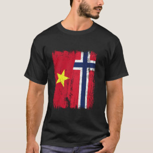 Camiseta Vietnã Noruega Meia Bandeira Vietnamita Norueguês