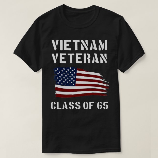 Camiseta Vietnã Vet Vet Ribbon Classe 1965 65 (Frente do Design)