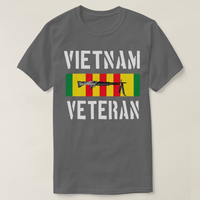 Camiseta Vietnã Veterano Vietnã M60 GPMG por Sujeira (Frente do Design)