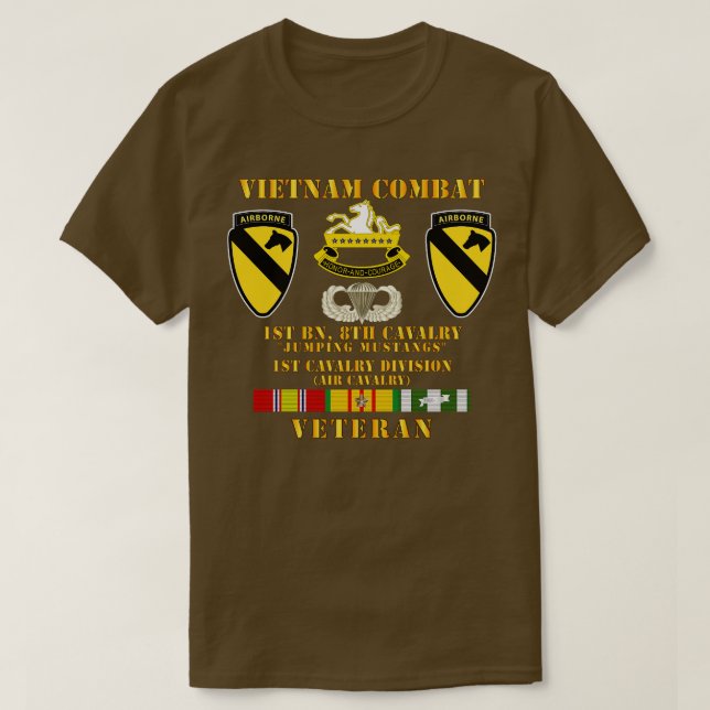 Camiseta Vietnam Combat Vet w 1rua Bn 8º Cav 1rua Cav Div J (Frente do Design)