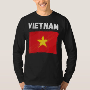 Camiseta Vietnam Flag Holiday Vintage Grunge Vietnamita Fla