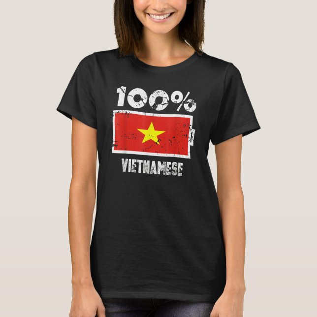 Camiseta Vietnam Flag Support 100 Vietnamese Battery Power (Frente)