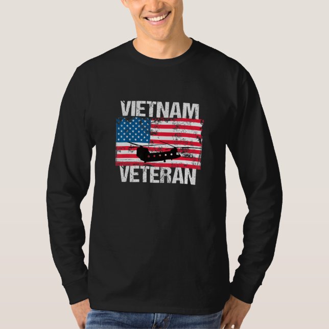 Camiseta Vietnam Veteran Transport Helicopter  US Flag (Frente)