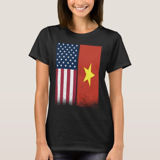 Camiseta Vietnam  Vietnamese American Flags Proud USA Vietn (Frente)