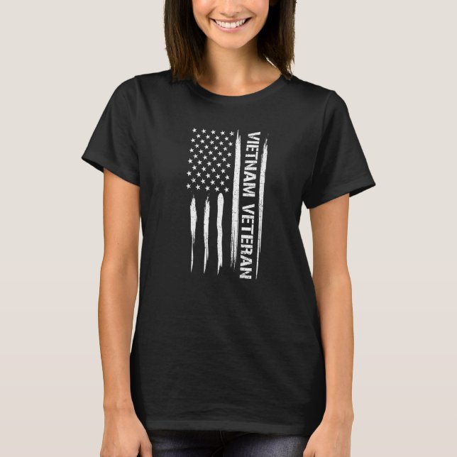 Camiseta Vietnam War Vietnam Veteran - American Flag Premiu (Frente)