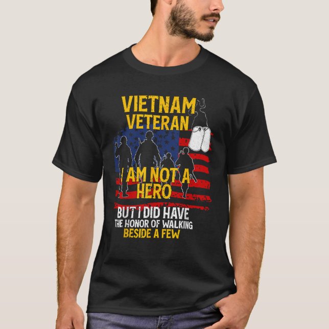 Camiseta Vietname Veterano Não Sou Herói Veterano Memorial  (Frente)