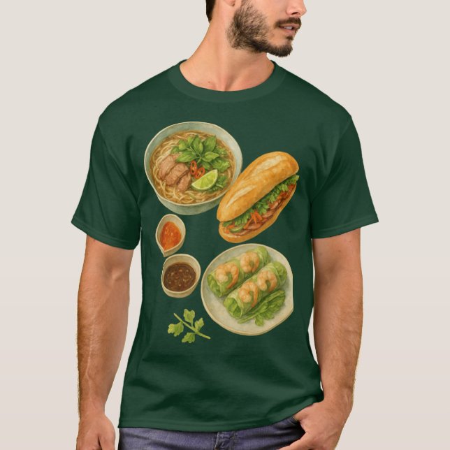 Camiseta Vietnamese Food banh mi and pho soup (Frente)
