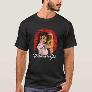 Camiseta Vietnamita Bandeira Vietnamita Menina Vietnamita