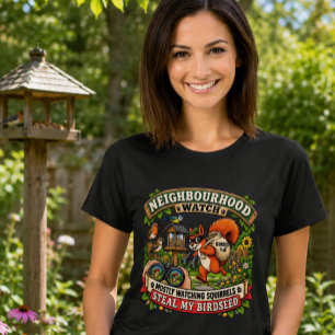 Camiseta Vigilância do Bairro Esquilo Engraçado Feminino