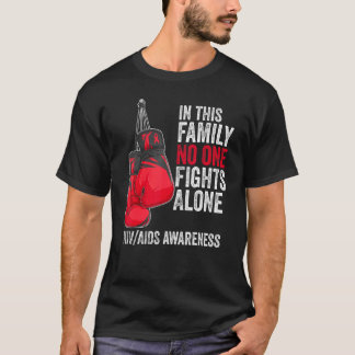 Camiseta VIH SIDA Sensibilização Mês Luva Fita Vermelha