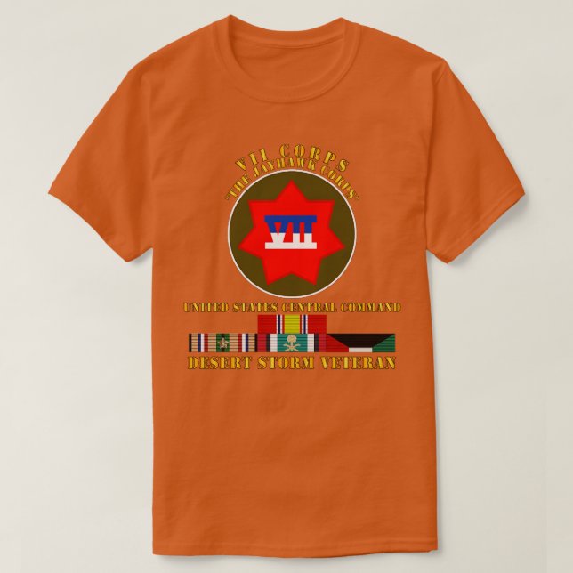 Camiseta VII Corps Centro-Comando dos EUA Tempestade Vetera (Frente do Design)