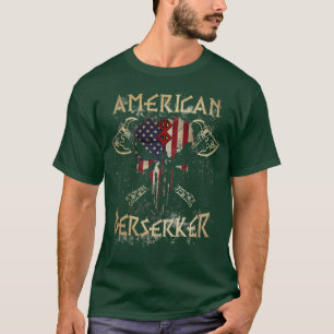 Camiseta Viking American Berserker - bandeira do crânio
