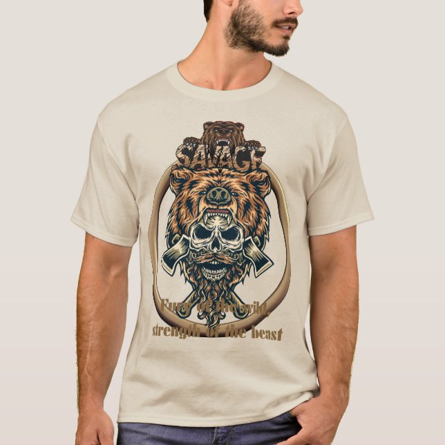 Camiseta Viking Beast Skull Warrior T Shirt (Frente)