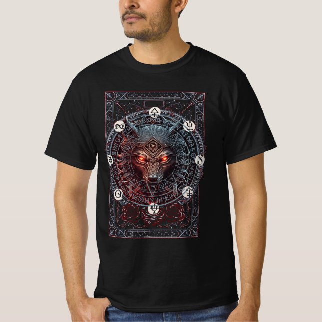 Camiseta Viking Celtic Fenrir Wolf Marca Norse Mythology Wo (Frente)
