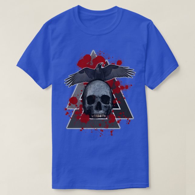 Camiseta Viking Death Skull Raven Valknut (Frente do Design)