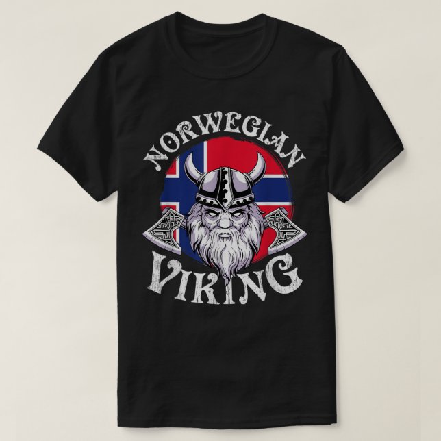 Camiseta Viking Funny Norway Flag Vikings (Frente do Design)