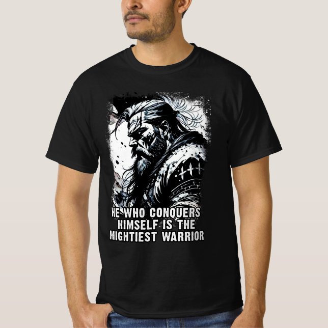 Camiseta Viking guerreiro Norse Mythology palavras poderosa (Frente)