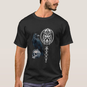 Camiseta Viking Hugin Odin's Raven com Crânio Viking