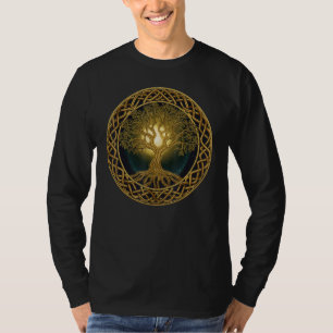 Camiseta Viking Knot Yggdrasil em Sol Celta e Árvore Lua
