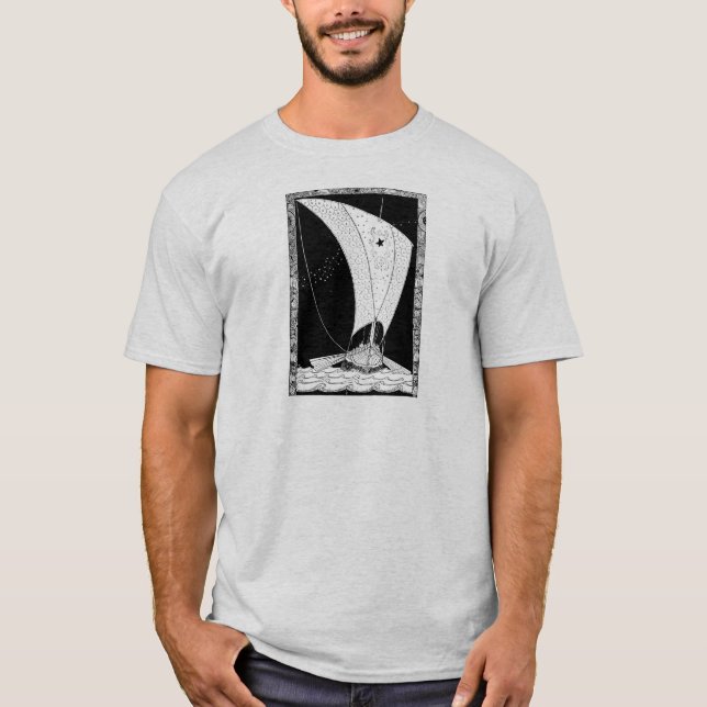 Camiseta Viking Longship Sailboat no Mar (Frente)
