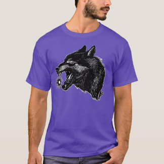 Camiseta Viking mythology Wolf Fenrir comendo o Sol
