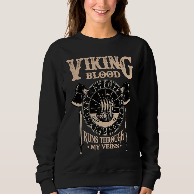 Camiseta Viking Norse Mythology  Blood Runs Through My Vein (Frente)