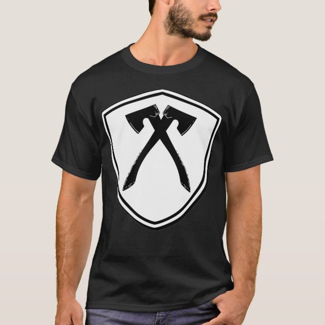 Camiseta Viking Shield Axe Throwing Vintage Graphic (Frente)