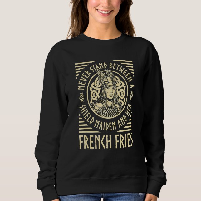 Camiseta Viking Shield Maiden French Fries Norse Valhalla (Frente)