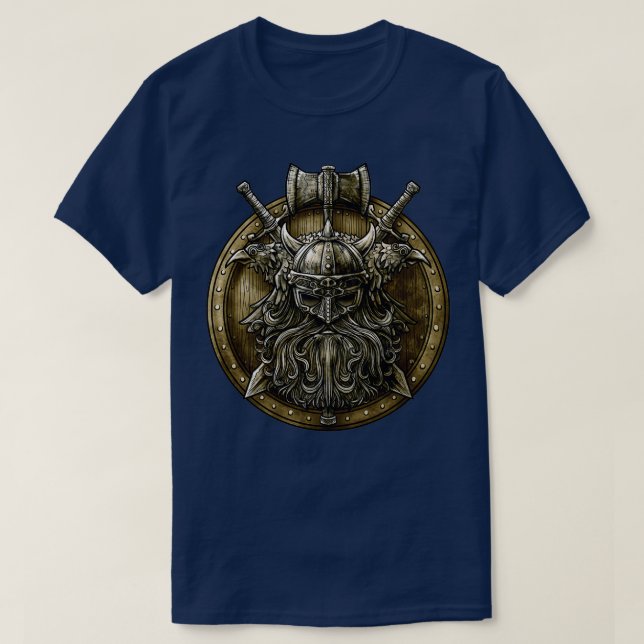 Camiseta Viking Shield Nordic Norse Valhalla (Frente do Design)